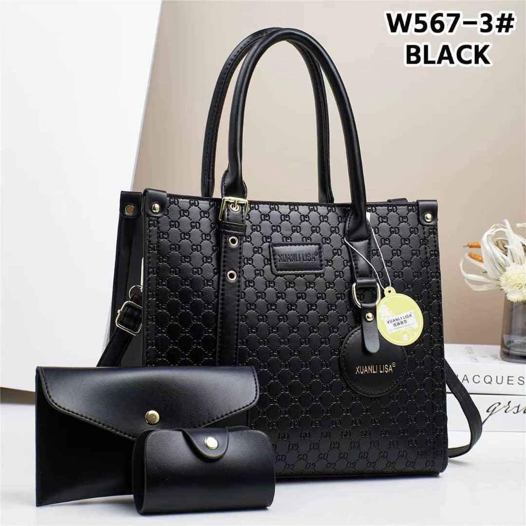 Women 3 in 1 PU Leather Handbags Set Tote Shoulder Crossbody Bags Stylish Durable Elegant Everyday Use Spacious Fashion Bags Multi Function Set