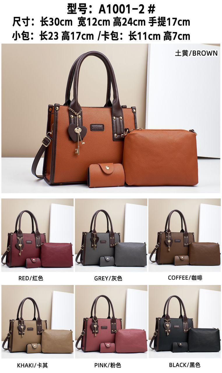 Women 3 in 1 PU Leather Handbags Set Tote Shoulder Crossbody Bags Stylish Durable Elegant Everyday Use Spacious Fashion Bags Multi Function Set