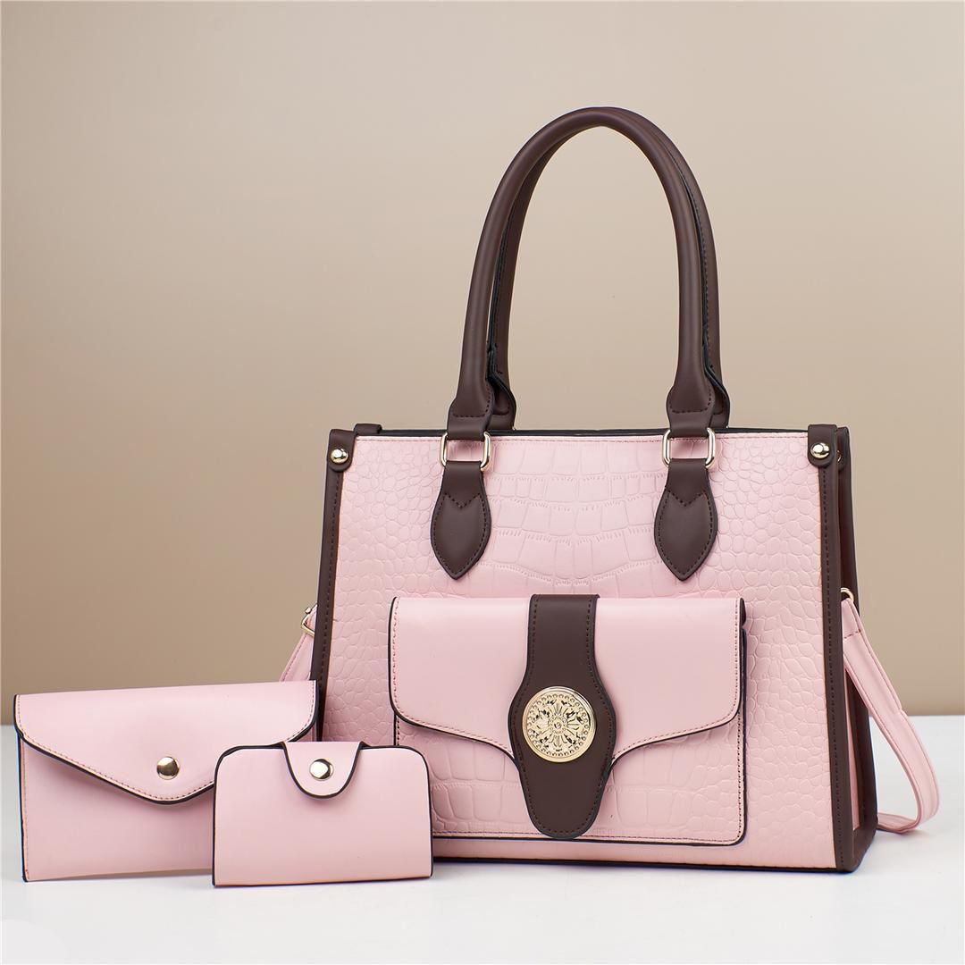 Women 3 in 1 PU Leather Handbags Set Tote Shoulder Crossbody Bags Stylish Durable Elegant Everyday Use Spacious Fashion Bags Multi Function Set