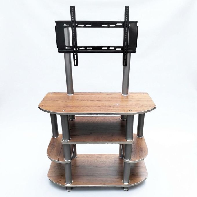 Modern 3-Tier TV Stand with Integrated TV Mount 24 to 55INCH Wood Laminate & Powder-Coated Steel TVM58 WOODEN