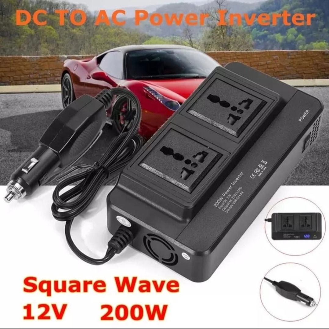 🚗 Car Power Inverter – DC 12V to AC 220V (200W / 300W) ⚡🔌Turn your car into a portable power station with this high-performance car power inverter! Perfect for road trips, emergencies, and everyda