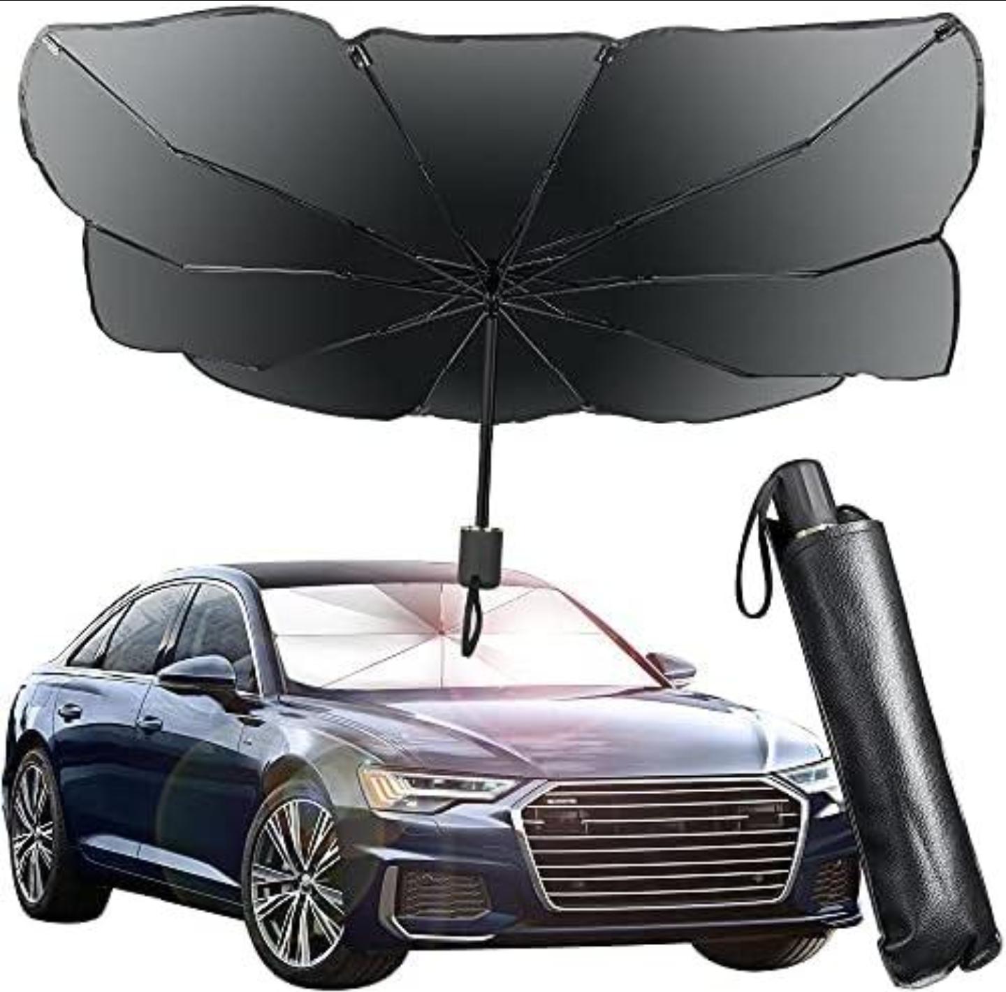 🚗 Car Windshield Sun Shade – Foldable Umbrella Design ☀️ Protect your car from extreme heat and sun damage with this smart umbrella-style windshield sunshade 🔥🚘✨☀️ Strong H