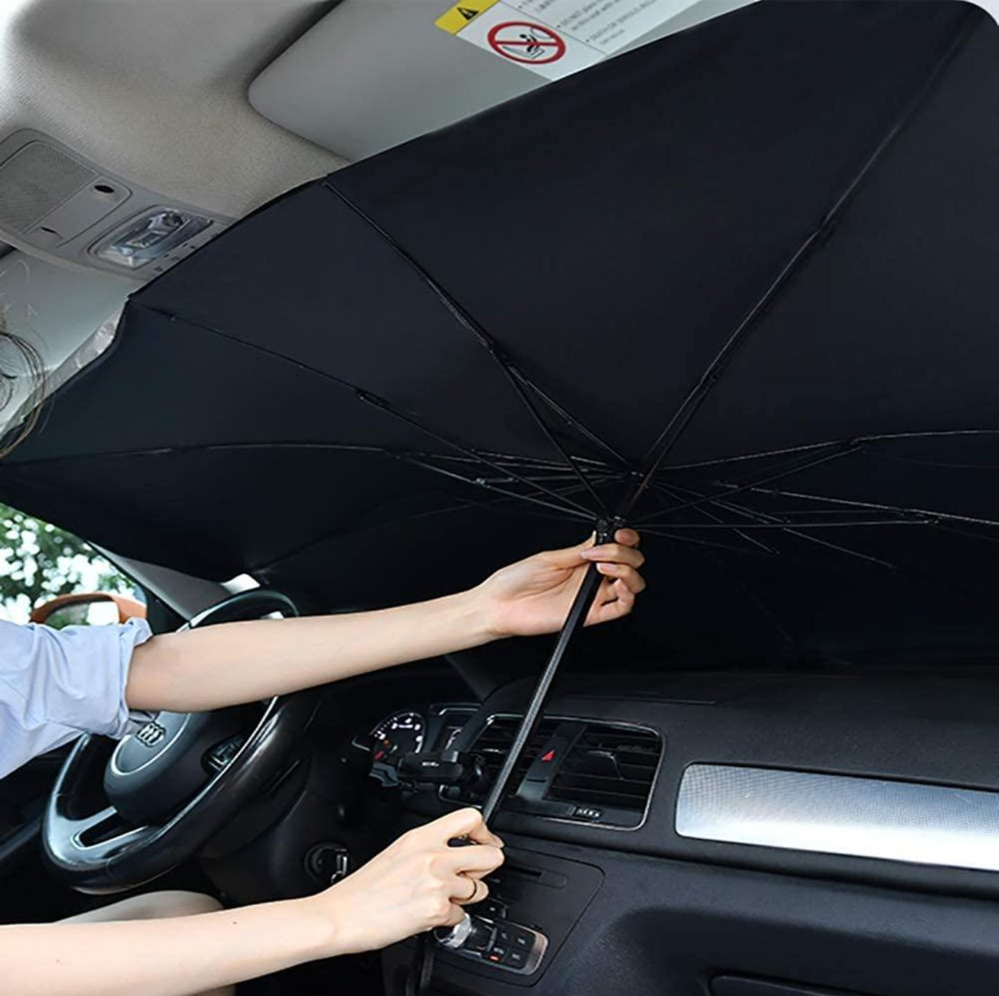 🚗 Car Windshield Sun Shade – Foldable Umbrella Design ☀️ Protect your car from extreme heat and sun damage with this smart umbrella-style windshield sunshade 🔥🚘✨☀️ Strong H