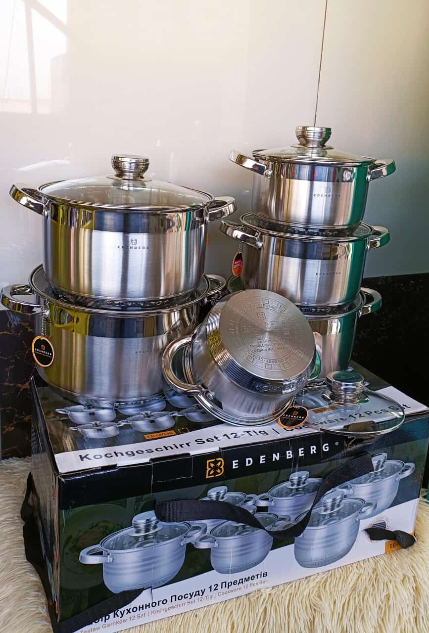 Edenberg 12PCS Stainless Steel Cookware Set 🍲✨ Cook in Style Like a Pro! Transform your kitchen with the elegant and durable Edenberg 12PCS Cookware Set — designed for modern cooking, long-lasting