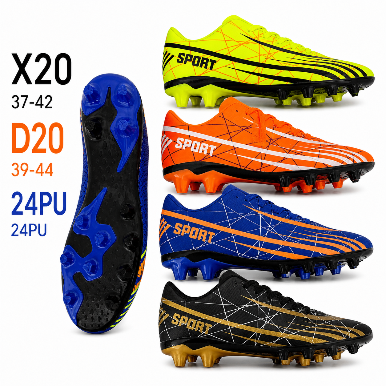 ⚽🔥 X20 / D20 Football Boots – Style Meets Performance 🔥⚽🚀 Elevate Your Game Step onto the field with confidence in these X20 / D20 football boots, built for speed, durability, and standout