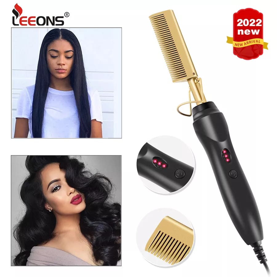 Electric Hot Comb – Heat Adjustable Straightening Comb for Natural Hair, Wigs & Extensions (Anti-Heat Damage Styling Tool)