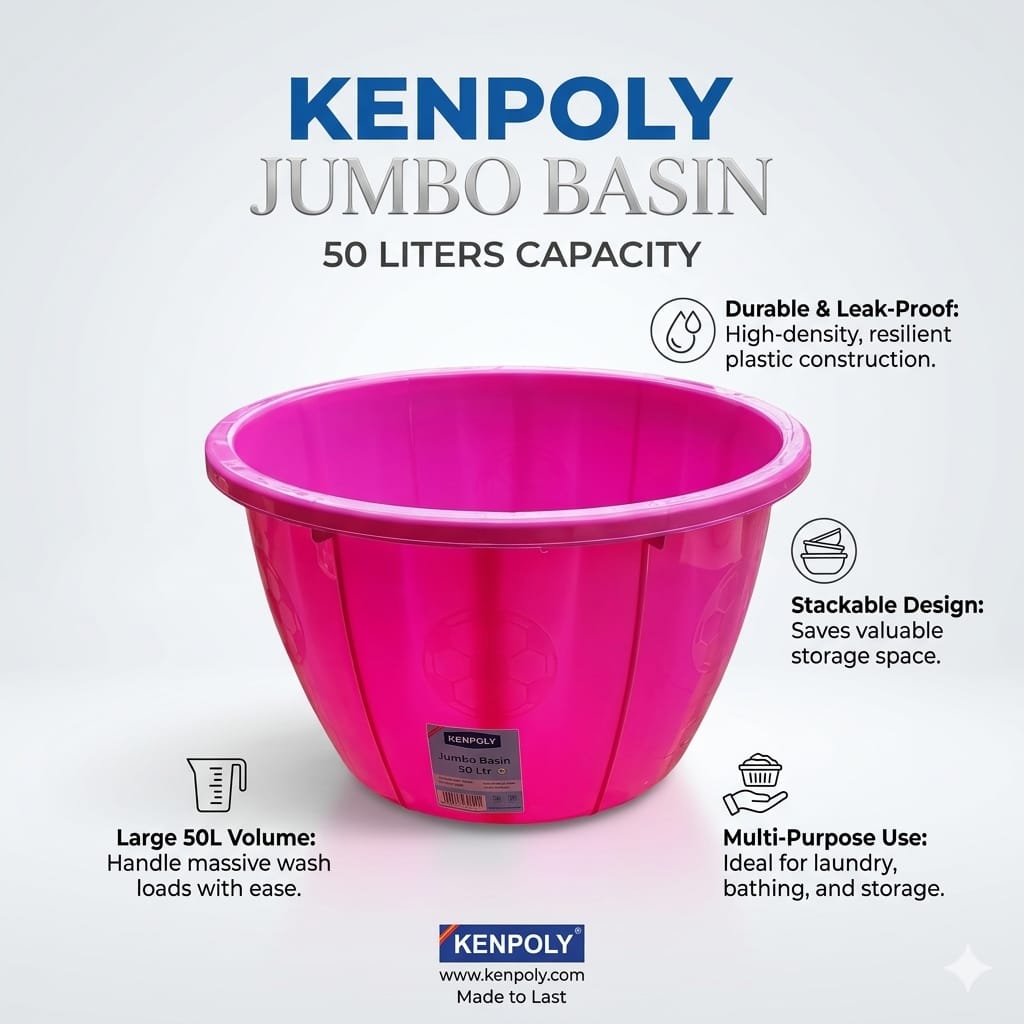 Kenpoly Jumbo Football Basin
Large jumbo size for multipurpose use

Strong and durable plastic material

Lightweight and easy to carry

Ideal for la