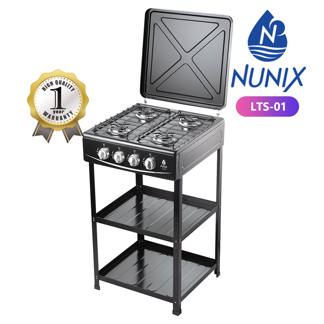 Nunix Full Gas Standing Cooker with Shelf designed for powerful performance and everyday convenience in your kitchen. It features multiple gas burners that allow you to cook several dishes at once, ma