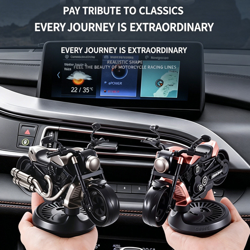 Motorcycle Shaped Car Air Freshener, Dashboard Ornament with Long Lasting Scent, Alloy Body Car Perfume for Auto Interior