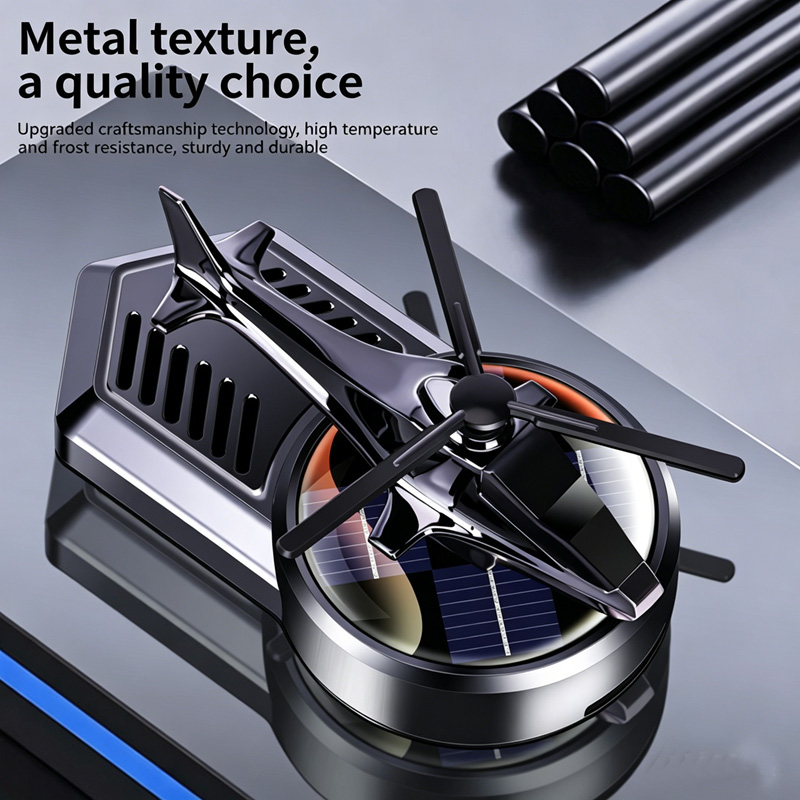 Solar-Powered Helicopter Car Air Freshener, Rotating Aromatherapy Ornament for Dashboard, Long-Lasting Scent