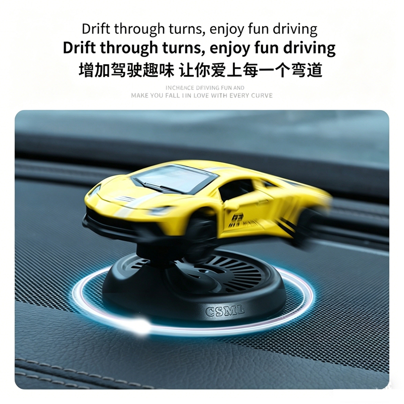 Drift Racing Car Air Freshener, Alloy Model Car Dashboard Ornament with Fragrance Pad, Auto Drift Decor for Car Interior
