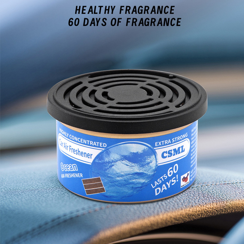 Car Air Freshener Can, Natural Coconut Fiber Solid Perfume with 18 Scents, 60 Days Long-Lasting Odor Eliminator for Car Interior, Home and Office