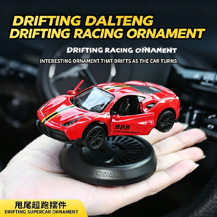 Drift Racing Car Air Freshener, Alloy Model Car Dashboard Ornament with Fragrance Pad, Auto Drift Decor for Car Interior