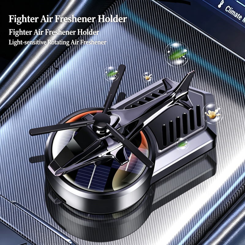 Solar-Powered Helicopter Car Air Freshener, Rotating Aromatherapy Ornament for Dashboard, Long-Lasting Scent