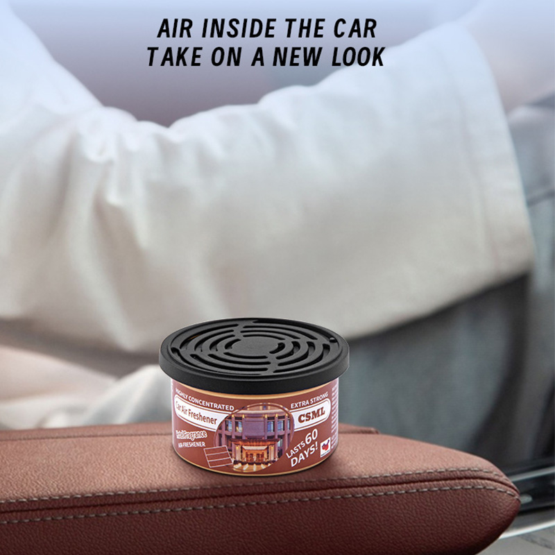 Car Air Freshener Can, Natural Coconut Fiber Solid Perfume with 18 Scents, 60 Days Long-Lasting Odor Eliminator for Car Interior, Home and Office