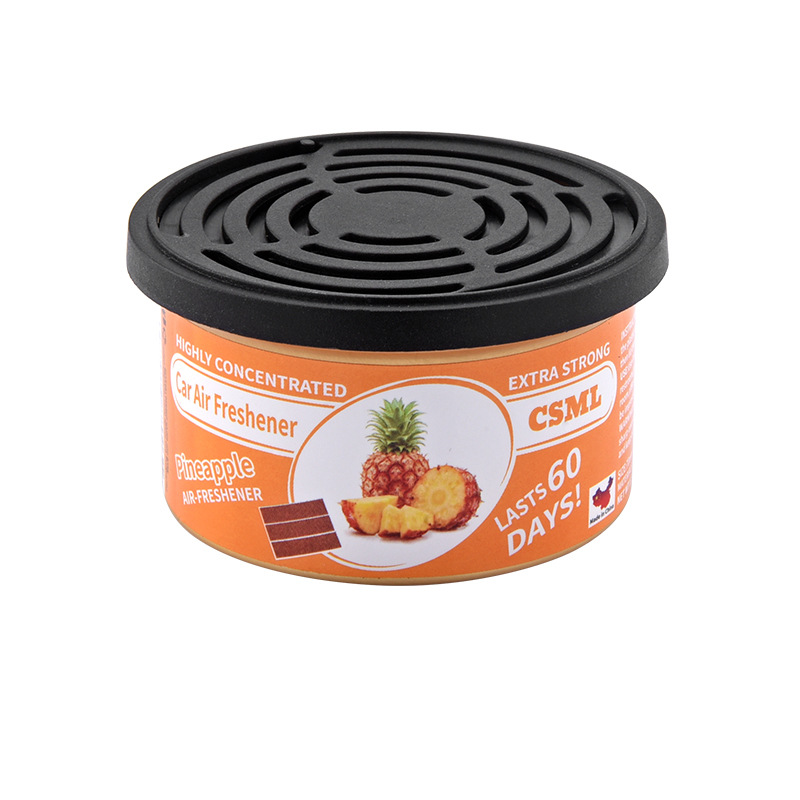 Car Air Freshener Can, Natural Coconut Fiber Solid Perfume with 18 Scents, 60 Days Long-Lasting Odor Eliminator for Car Interior, Home and Office