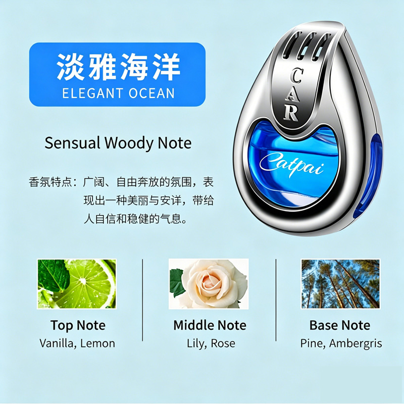 Car Air Freshener Vent Clip, Long Lasting Fragrance Car Perfume, Natural Essential Oil Air Freshener for Car, Home & Office, 6 Scents Available