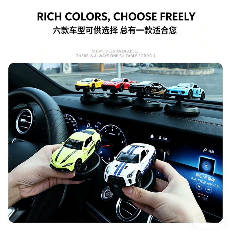 Drift Racing Car Air Freshener, Alloy Model Car Dashboard Ornament with Fragrance Pad, Auto Drift Decor for Car Interior