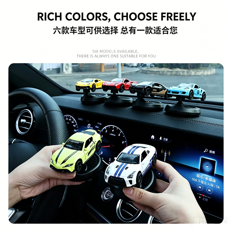 Drift Racing Car Air Freshener, Alloy Model Car Dashboard Ornament with Fragrance Pad, Auto Drift Decor for Car Interior