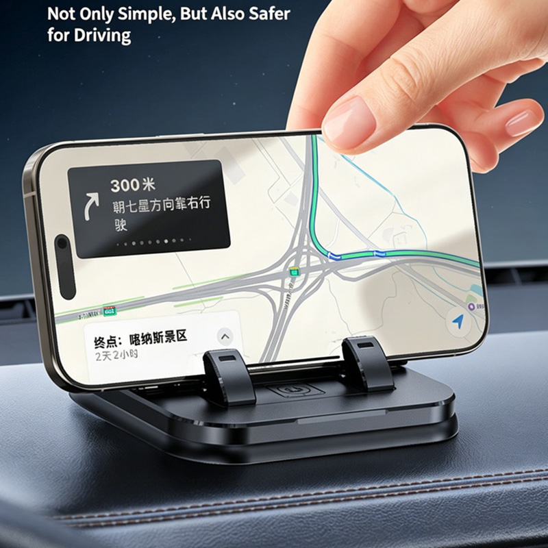 2-in-1 Car Phone Holder with Hidden Parking Number Plate, 360° Rotation Dashboard Mount, Universal Hands-Free Stand