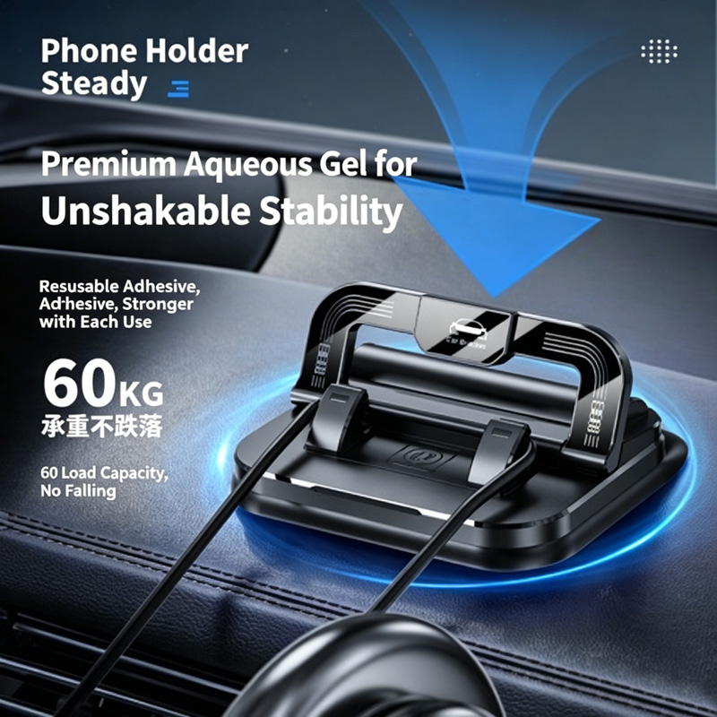 2-in-1 Car Phone Holder with Hidden Parking Number Plate, 360° Rotation Dashboard Mount, Universal Hands-Free Stand