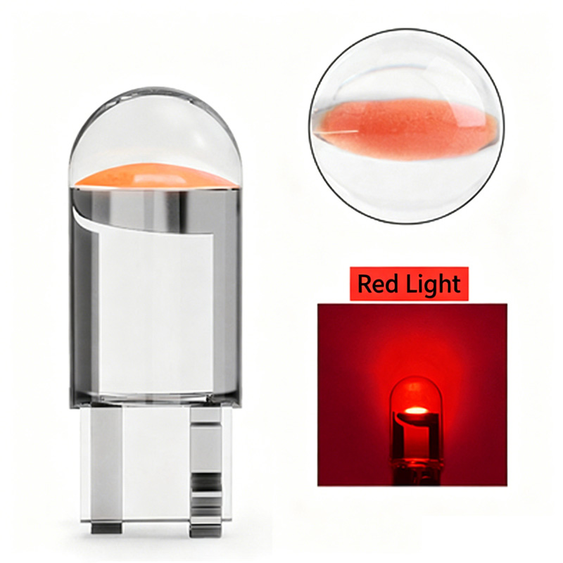 20pcs T10 W5W LED Car Light Bulb, 7 Colors COB Glass 12V, 6000K White Marker Light, License Plate Lamp, Dome Reading Light, DRL Bulb 20pcs