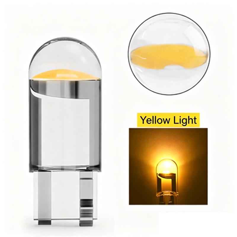20pcs T10 W5W LED Car Light Bulb, 7 Colors COB Glass 12V, 6000K White Marker Light, License Plate Lamp, Dome Reading Light, DRL Bulb 20pcs