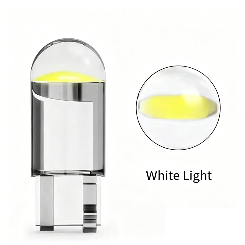 20pcs T10 W5W LED Car Light Bulb, 7 Colors COB Glass 12V, 6000K White Marker Light, License Plate Lamp, Dome Reading Light, DRL Bulb 20pcs