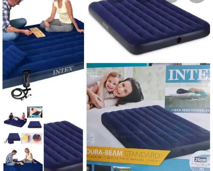 🛏️✨ INTEX INFLATABLE AIR BED / AIR MATTRESS ON OFFER ✨🛏️ENJOY COMFORTABLE, SOFT & RELAXING SLEEP ANYTIME, ANYWHERE WITH THIS PREMIUM INTEX INFLATABLE AIR BED! 😍💤 PERFECT FOR HOME USE, GUESTS, CAM