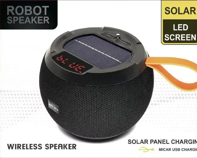 Robot Portable Bluetooth Speaker With Solar Charging Panel
