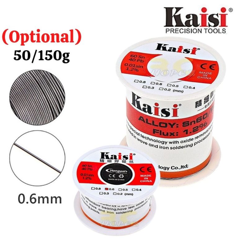 KAISI 0.6MM PRECISION SOLDER WIRE SN60/PB40 LOW MELTING POINT REPAIR WELDING TIN LEAD WIRE ROLL 50G/150G FOR MOBILE PHONE PCB REPAIR PROFESSIONALS