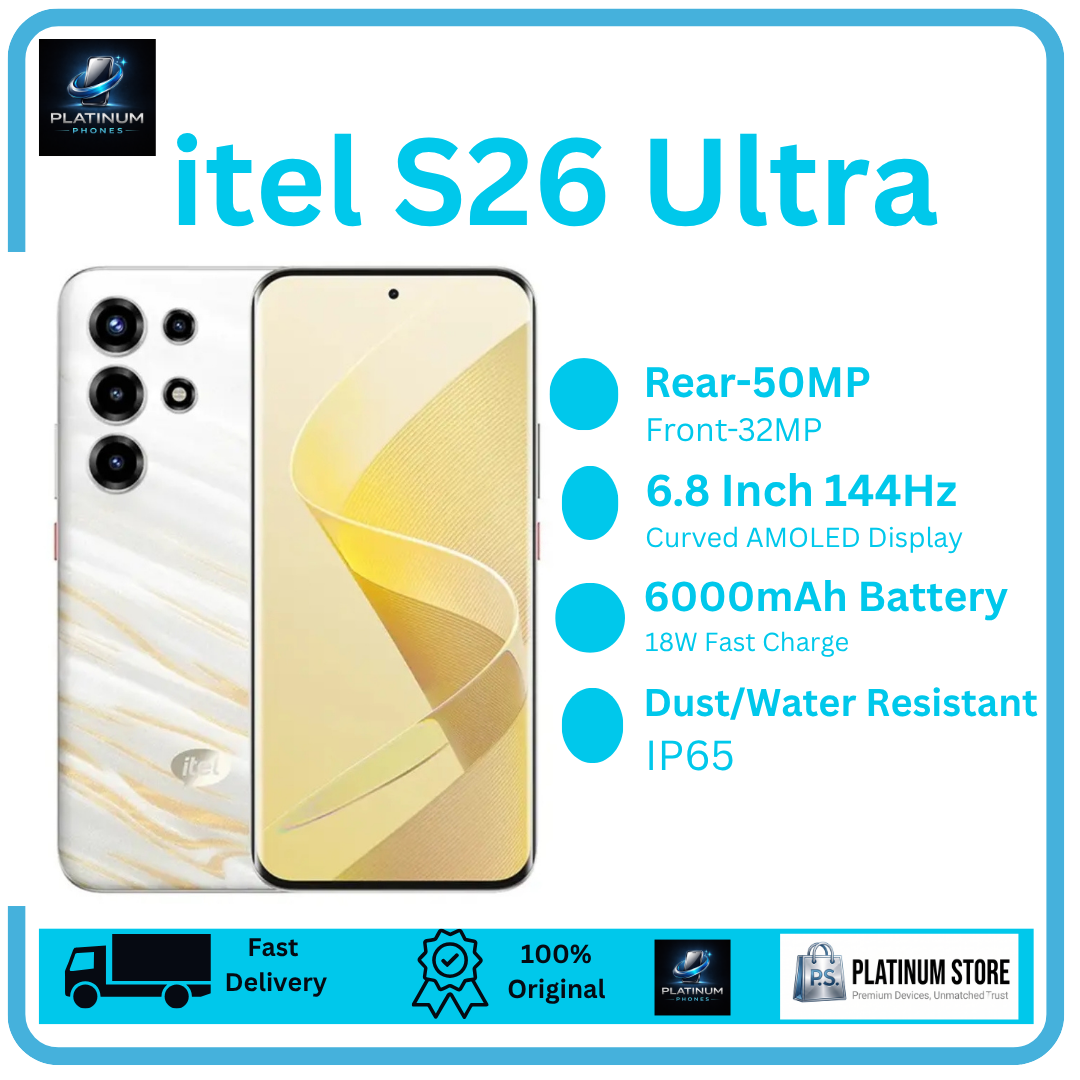 [Anniversary Deal] itel S26 Ultra 256GB+16(8+8)GB Curved 6.8" 144Hz AMOLED Display 50MP Camera Massive 6000mAh Battery 18W Fast Charging Under-Display Fingerprint itel Super 26 Ultra AI Smartphone