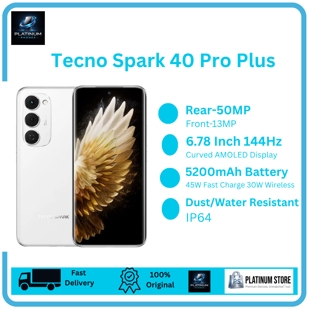 [Price Drop] TECNO Spark 40 Pro Plus 256GB+16(8+8)GB Dual SIM 6.78" 144Hz Curved AMOLED Display 50MP Rear Camera 5200mAh Battery 45W Fast Charging Under-Display Fingerprint Spark 40 Pro+ Smartphone