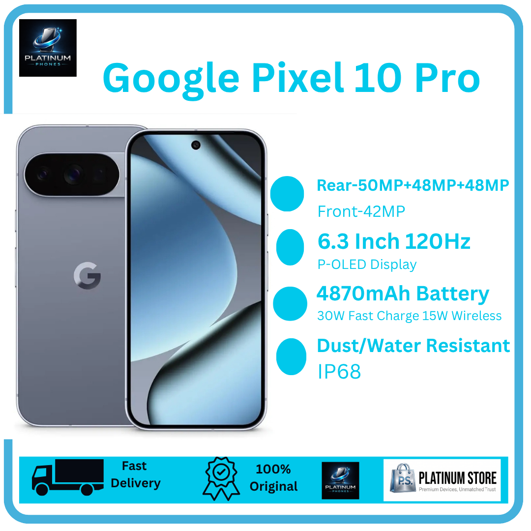 [Brand New] Google Pixel 10 Pro 256GB+16GB 6.3" LTPO-OLED 120Hz Display 50+48+48MP Back Cameras 4870mAh Battery 30W Wired 15W Wireless Under-Display Fingerprint Tensor G5 SoC Dual SIM/e-SIM Smartphone