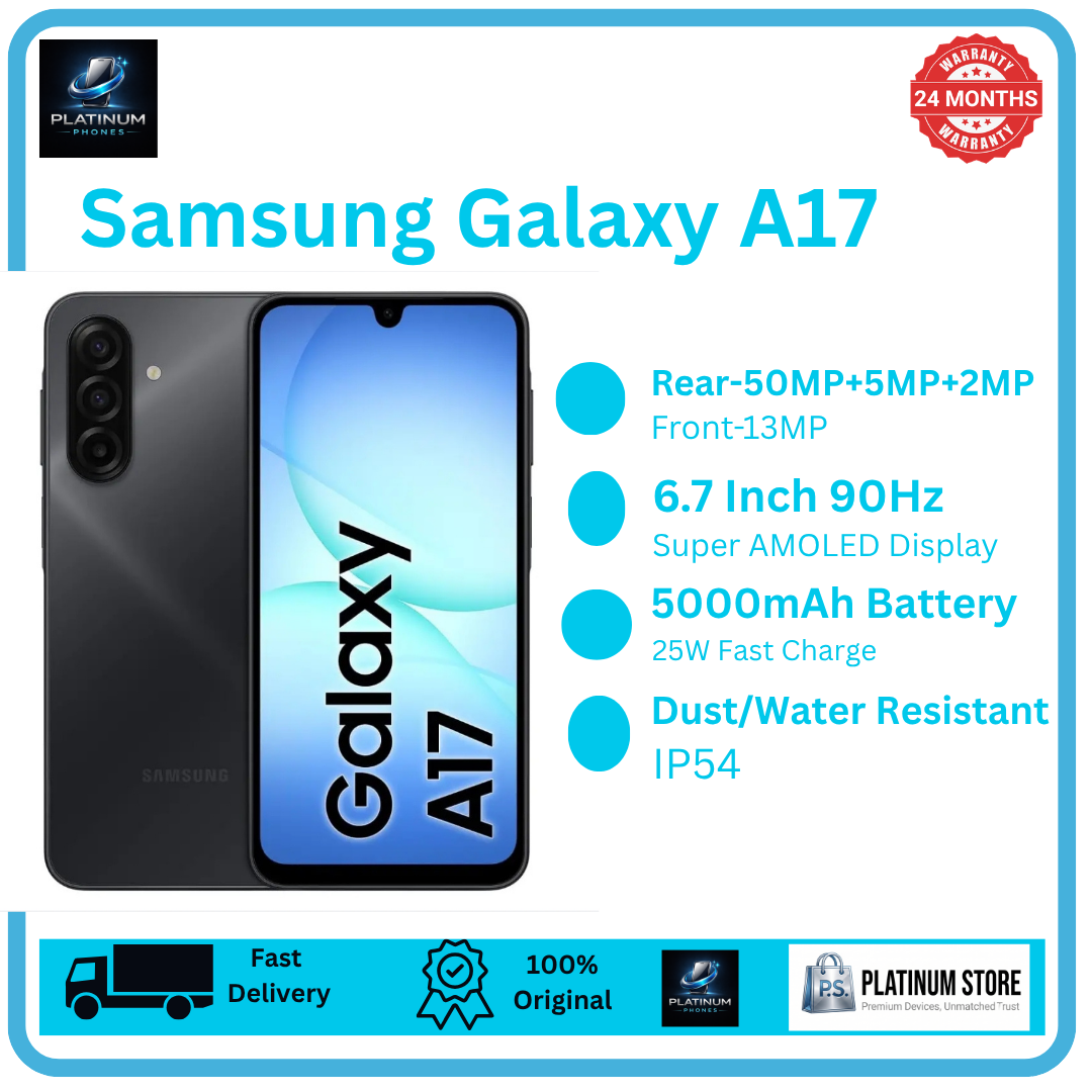 [Price Drop] Samsung Galaxy A17 256GB+16(8+8)GB 6.7" Super AMOLED 90Hz Display (50+5+2)MP Camera 5000mAh Battery 25W Fast Charging Fingerprint Unlock Dual SIM IP54 Galaxy AI Smartphone