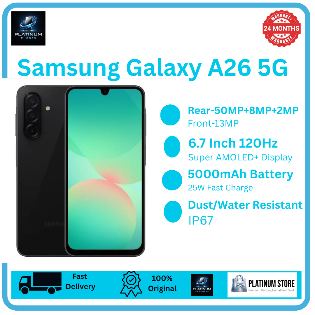 [Price Drop] Samsung Galaxy A26 5G 256GB+8GB 6.7" Super AMOLED 120Hz Display (50+8+2)MP Camera 5000mAh Battery 25W Fast Charging Dual SIM Fingerprint 13MP Selfie Camera Galaxy AI Smartphone
