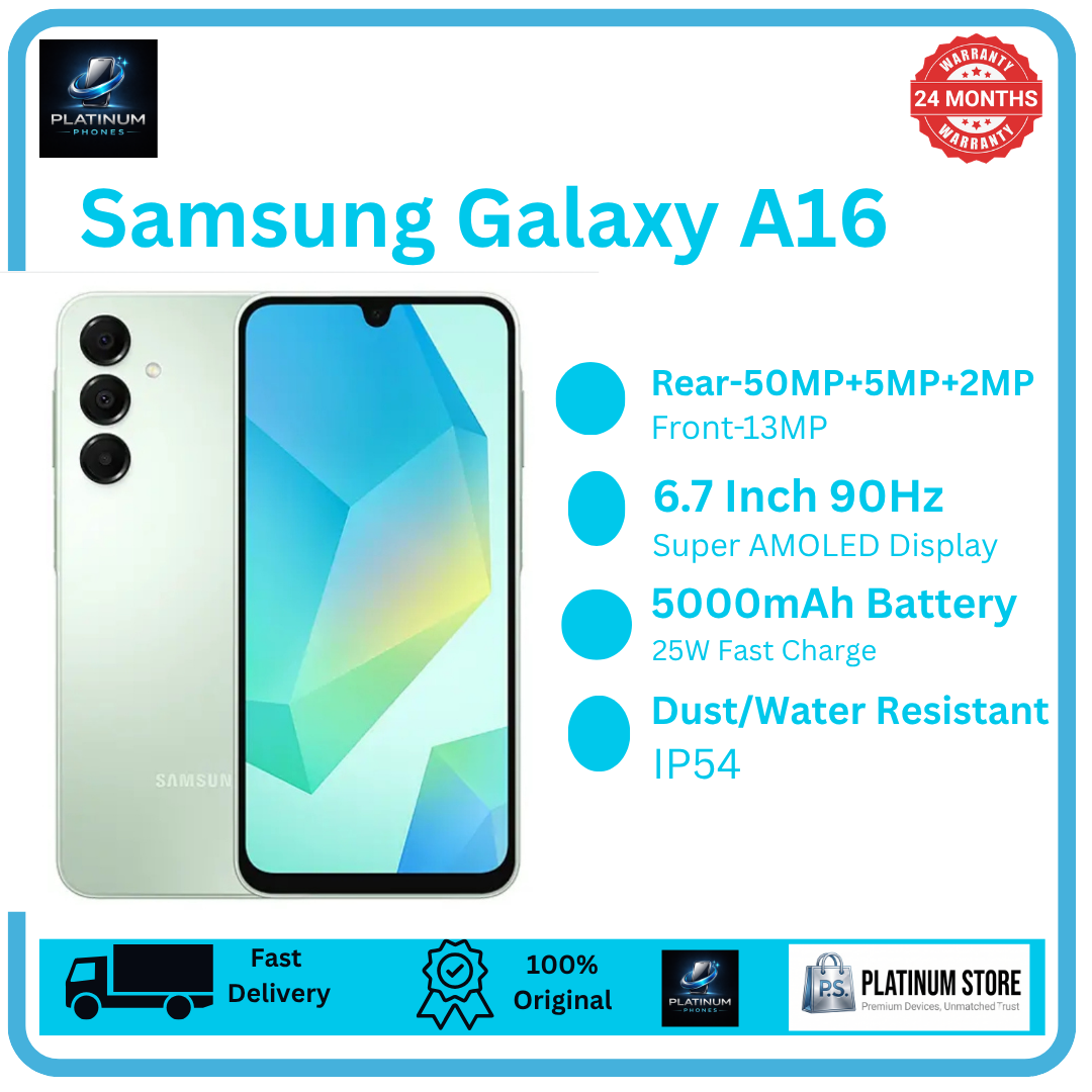 [Price Drop!!!!] Samsung Galaxy A16 128GB+4GB 6.7" Super AMOLED 90Hz Display (50+5+2)MP Camera 5000mAh Battery 25W Fast Charging Dual SIM Fingerprint Unlock IP54 Galaxy AI Smartphone