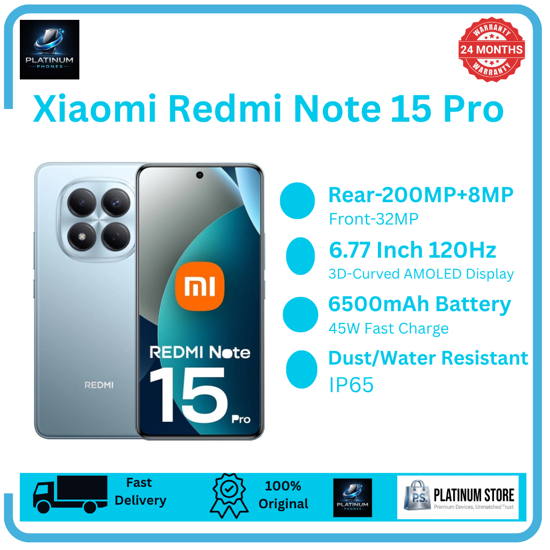 [FREE GIFTS🔥] XIAOMI Redmi Note 15 Pro 256GB+16(8+8)GB 3D-Curved Display 6.77" 120Hz Display Under-Display Fingerprint (200+8)MP Camera 6500mAh Battery 45W Hyper-Charge AI Smartphone