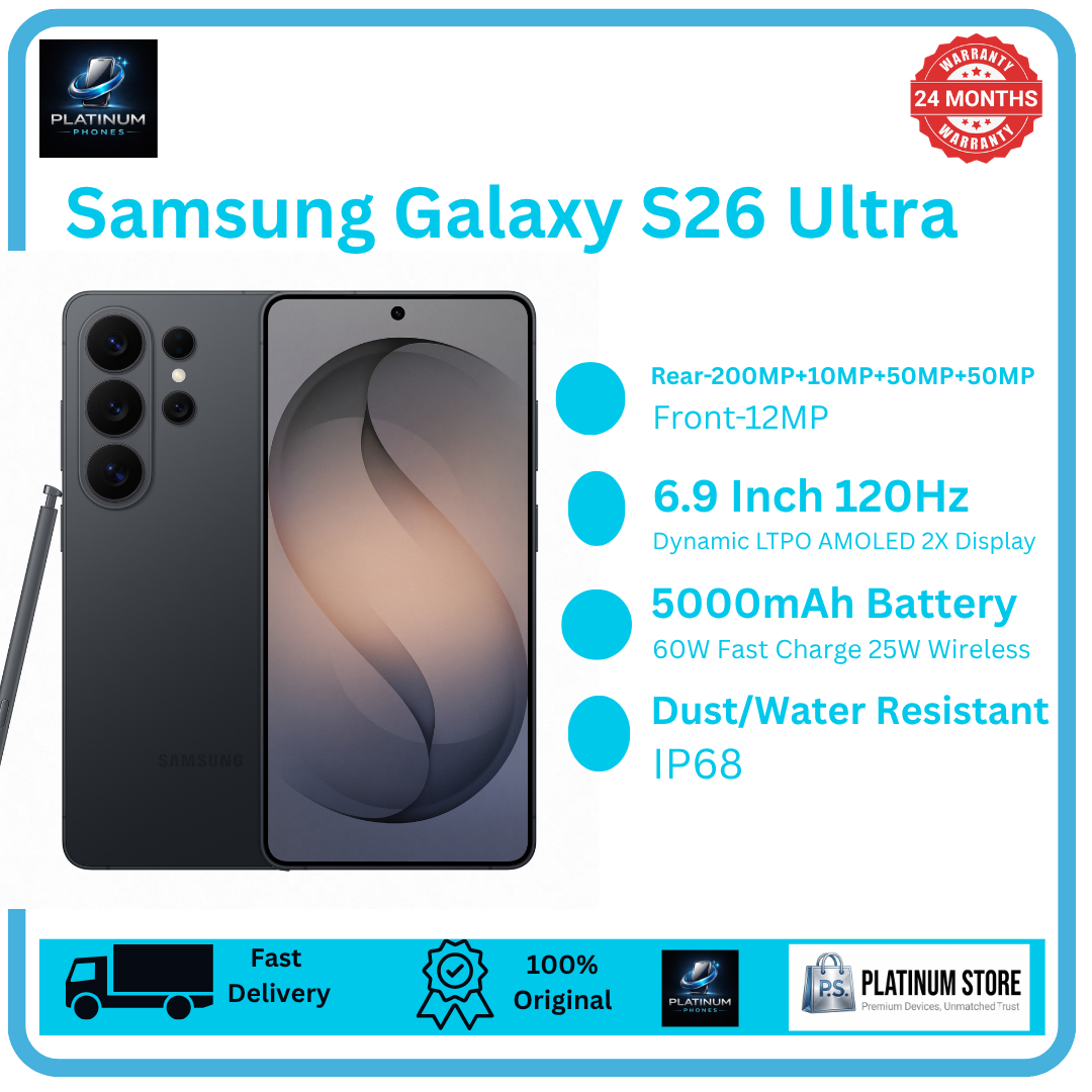 Samsung Galaxy S26 Ultra 512GB+12GB 6.9" Dynamic LTPO AMOLED 2X 120Hz Privacy Display (200+10+50+50)MP Rear Camera 5000mAh Battery 60W Wired 25W Wireless Charging Ultra-Sonic Fingerprint Smartphone
