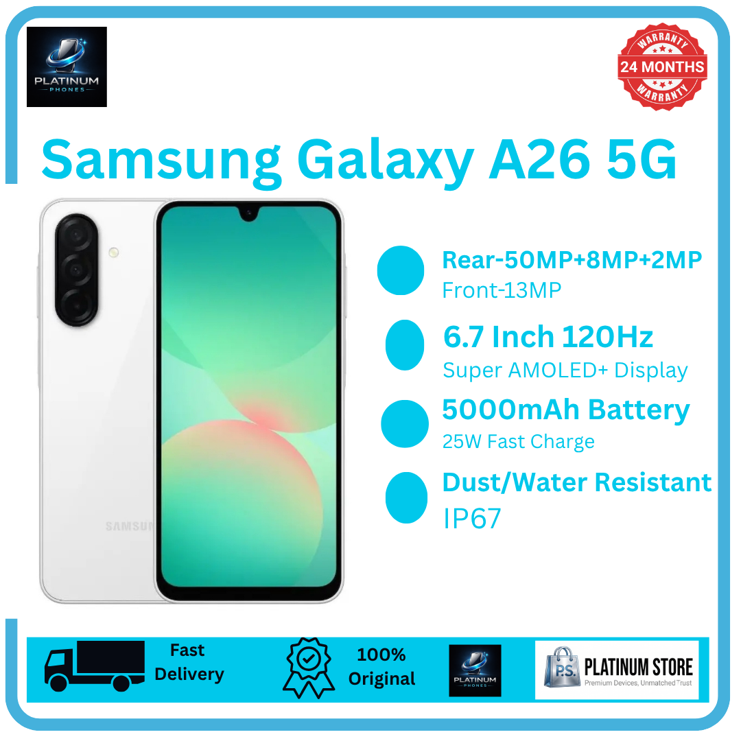 [Price Drop] Samsung Galaxy A26 5G 256GB+8GB 6.7" Super AMOLED 120Hz Display (50+8+2)MP Camera 5000mAh Battery 25W Fast Charging Dual SIM Fingerprint 13MP Selfie Camera Galaxy AI Smartphone