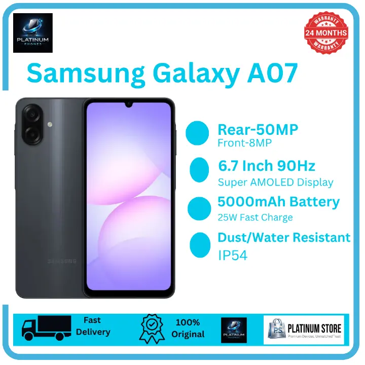 [Price Drop Alert!] Samsung Galaxy A07 128/64GB+8(4+4)GB 6.7" PLS LCD 90Hz Display 50MP Rear Camera 5000mAh Battery 25W Fast Charging Dual SIM Fingerprint Unlock Galaxy AI Android Smartphone