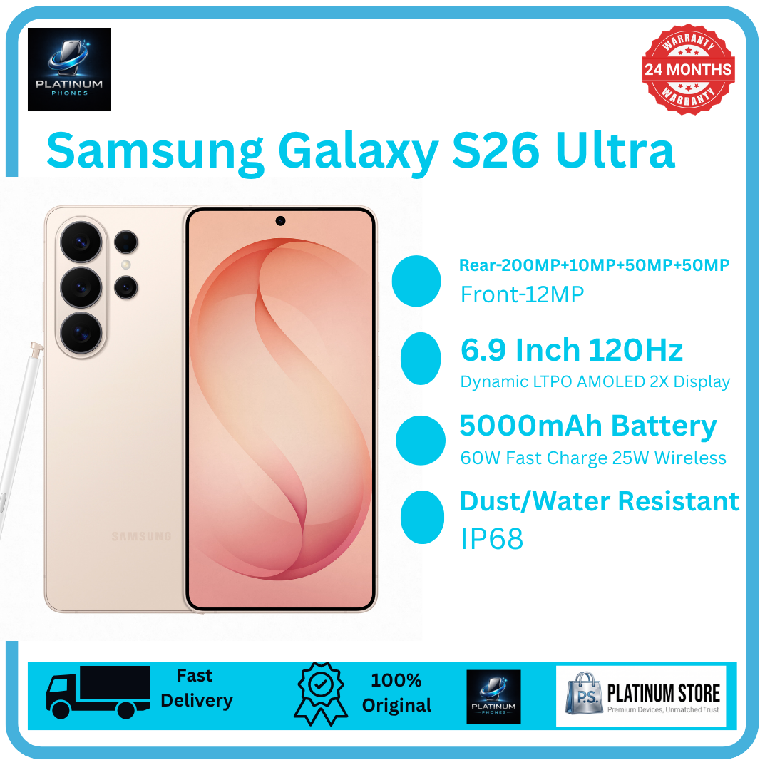 Samsung Galaxy S26 Ultra 512GB+12GB 6.9" Dynamic LTPO AMOLED 2X 120Hz Privacy Display (200+10+50+50)MP Rear Camera 5000mAh Battery 60W Wired 25W Wireless Charging Ultra-Sonic Fingerprint Smartphone