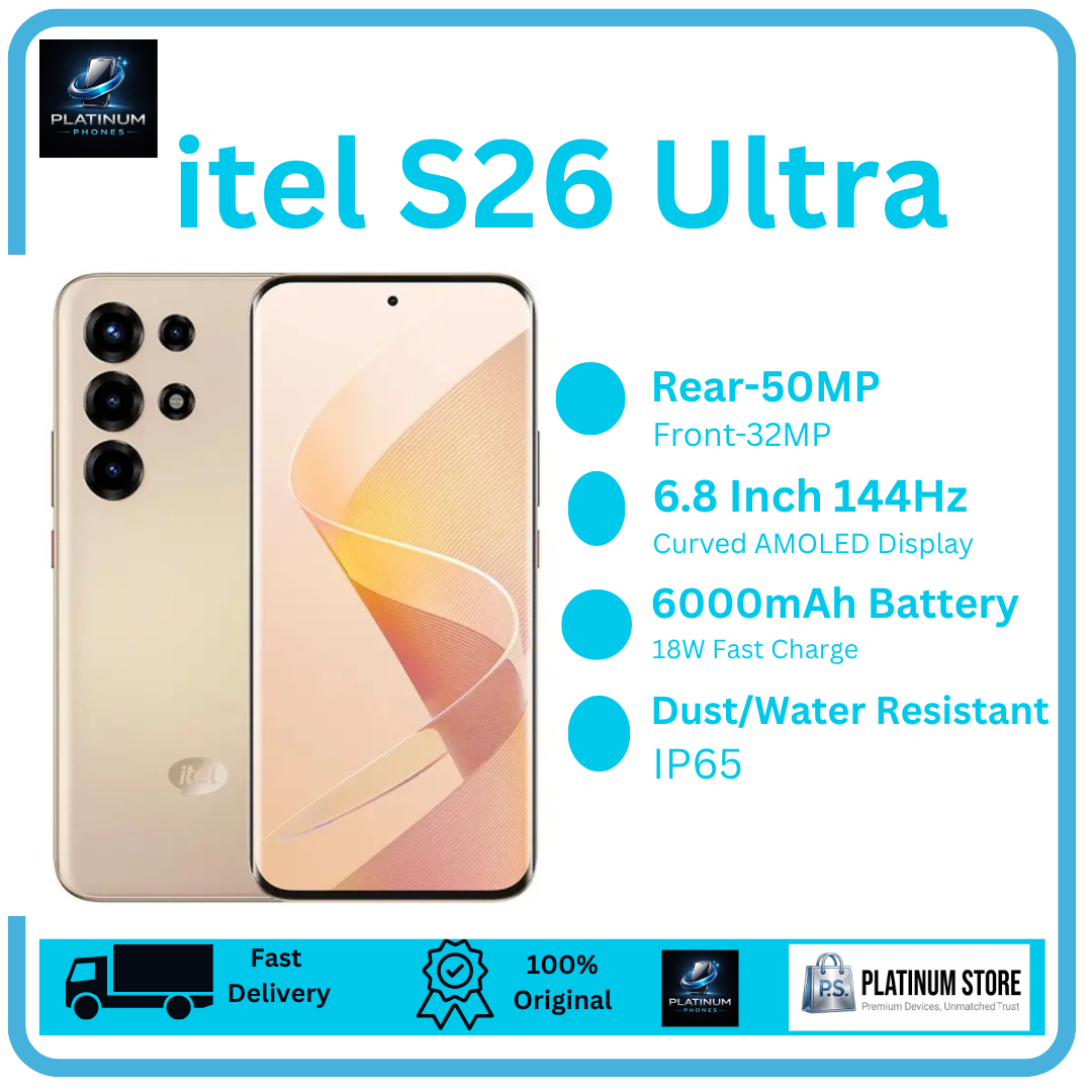 [Anniversary Deal] itel S26 Ultra 256GB+16(8+8)GB Curved 6.8" 144Hz AMOLED Display 50MP Camera Massive 6000mAh Battery 18W Fast Charging Under-Display Fingerprint itel Super 26 Ultra AI Smartphone