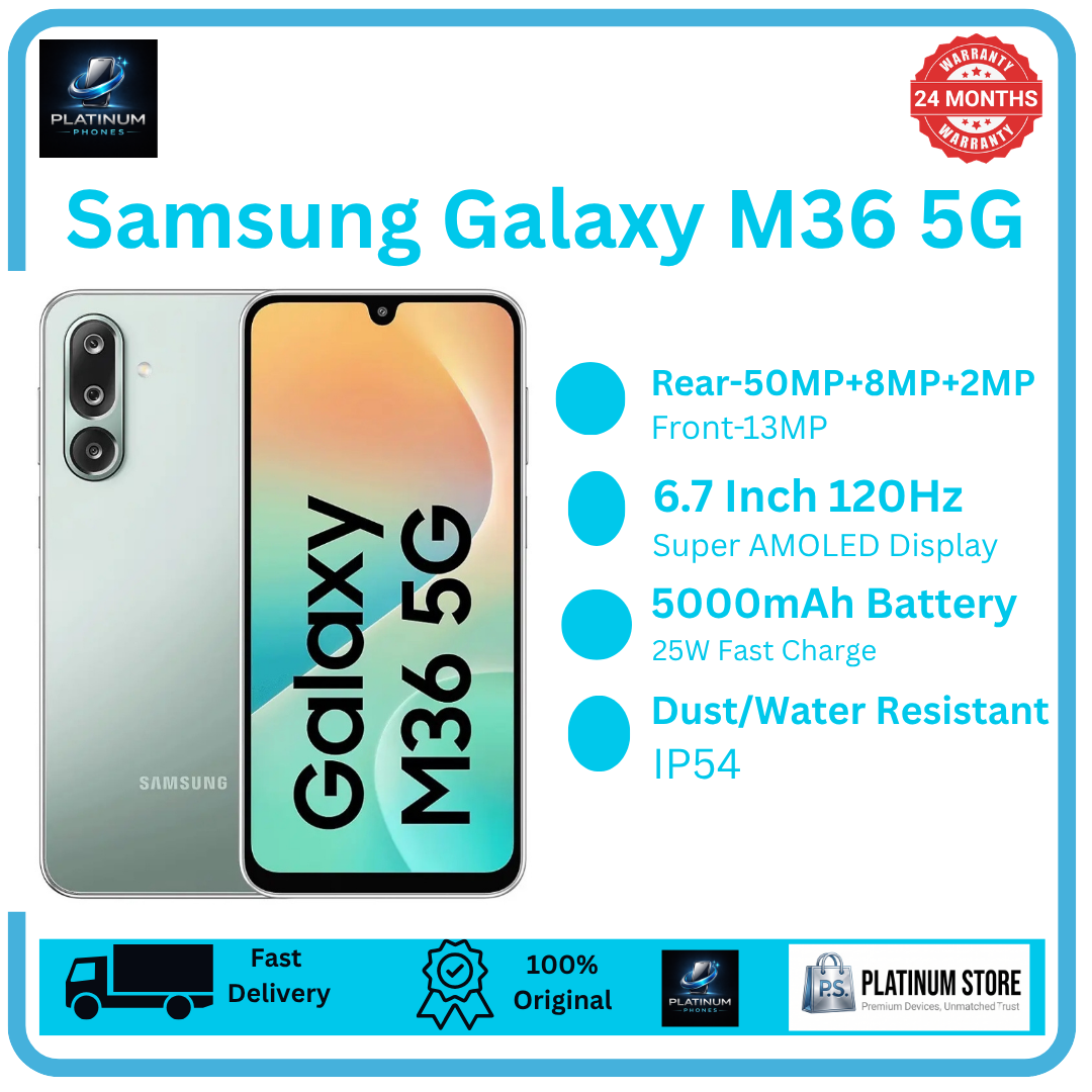 [Price Drop] Samsung Galaxy M36 5G 128GB+6GB 6.7" Super AMOLED 120Hz Display (50+8+2)MP Camera 5000mAh Battery 25W Fast Charging Dual SIM Fingerprint Unlock Galaxy AI Android Smartphone