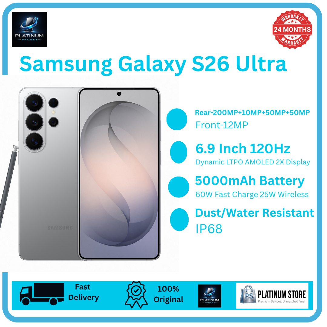 Samsung Galaxy S26 Ultra 512GB+12GB 6.9" Dynamic LTPO AMOLED 2X 120Hz Privacy Display (200+10+50+50)MP Rear Camera 5000mAh Battery 60W Wired 25W Wireless Charging Ultra-Sonic Fingerprint Smartphone