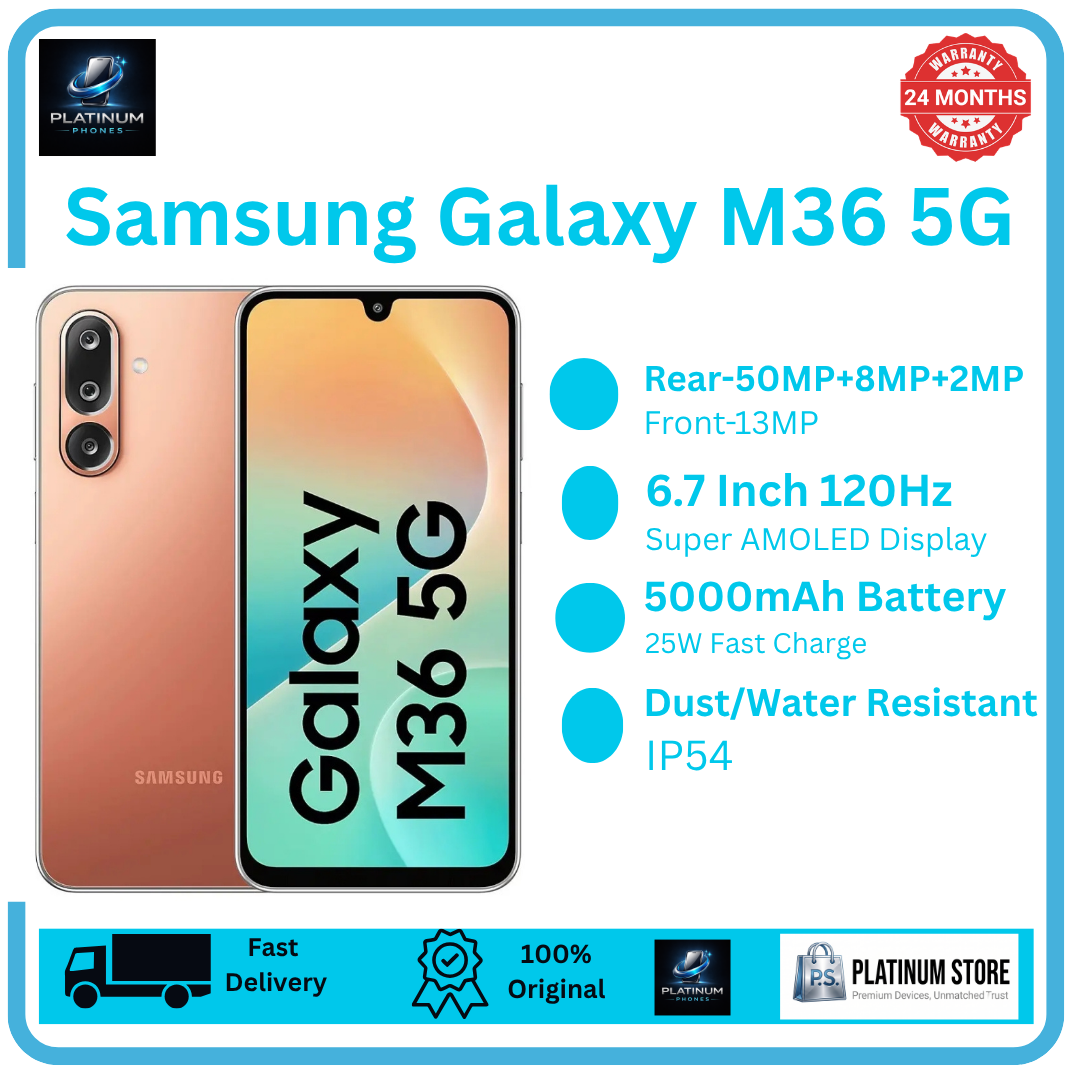 [Price Drop] Samsung Galaxy M36 5G 128GB+6GB 6.7" Super AMOLED 120Hz Display (50+8+2)MP Camera 5000mAh Battery 25W Fast Charging Dual SIM Fingerprint Unlock Galaxy AI Android Smartphone
