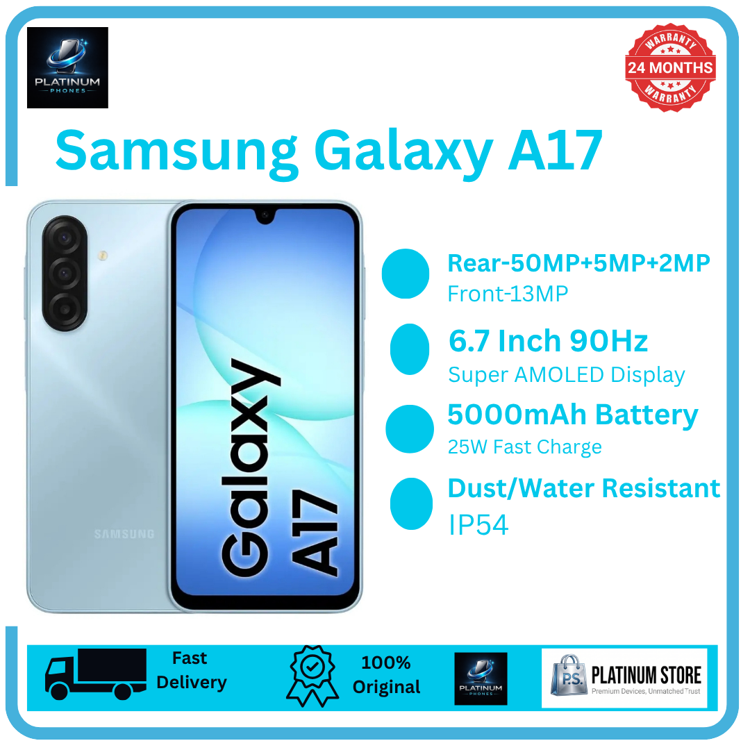 [Price Drop] Samsung Galaxy A17 256GB+16(8+8)GB 6.7" Super AMOLED 90Hz Display (50+5+2)MP Camera 5000mAh Battery 25W Fast Charging Fingerprint Unlock Dual SIM IP54 Galaxy AI Smartphone