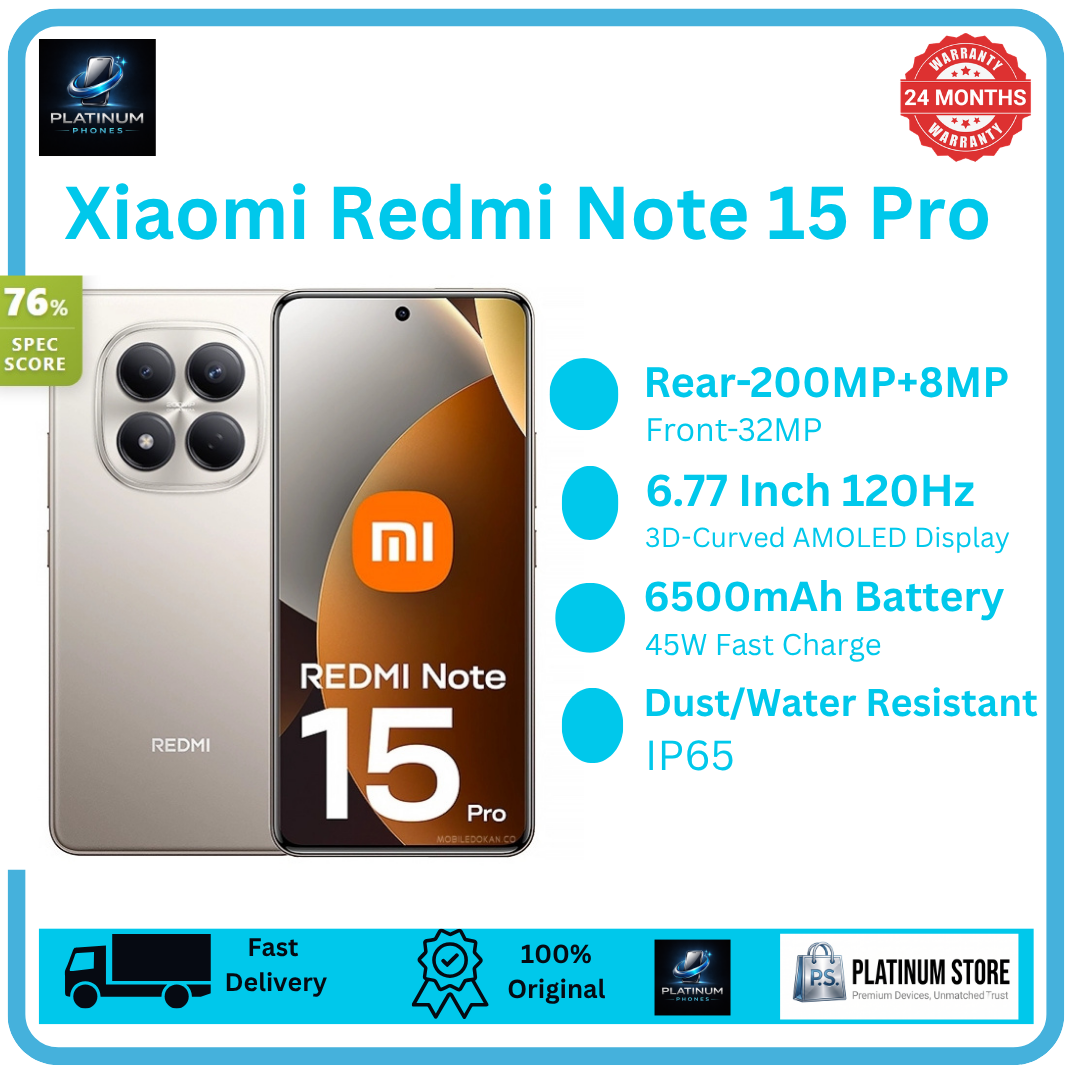 [FREE GIFTS🔥] XIAOMI Redmi Note 15 Pro 256GB+16(8+8)GB 3D-Curved Display 6.77" 120Hz Display Under-Display Fingerprint (200+8)MP Camera 6500mAh Battery 45W Hyper-Charge AI Smartphone