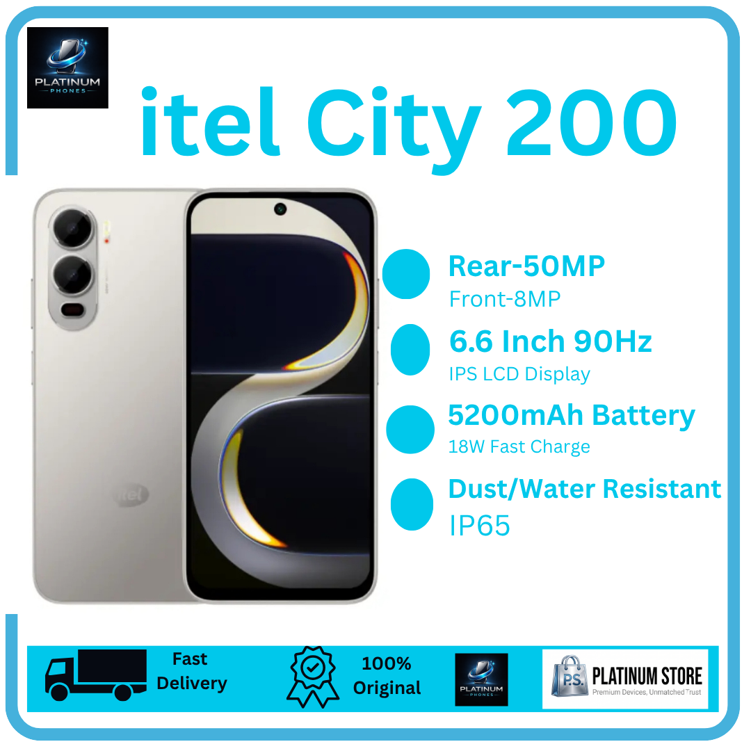 [Anniversary Special] itel City 200 128GB+8(4+4)GB 6.78" IPS LCD 120Hz Display 50MP Back Camera 5200mAh Battery 18W Fast Charging Dual SIM Fingerprint Unlock Android Smartphone