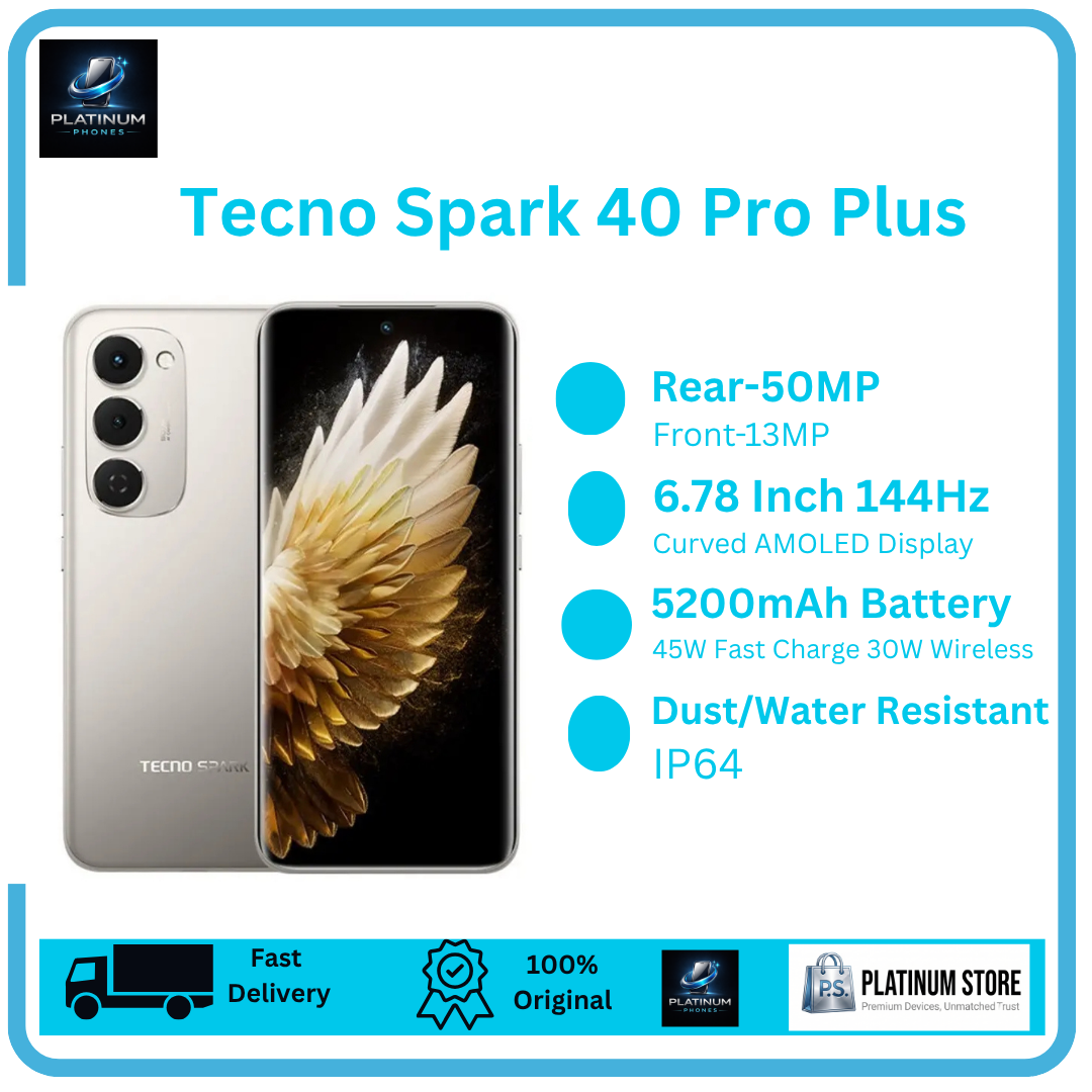 [Price Drop] TECNO Spark 40 Pro Plus 256GB+16(8+8)GB Dual SIM 6.78" 144Hz Curved AMOLED Display 50MP Rear Camera 5200mAh Battery 45W Fast Charging Under-Display Fingerprint Spark 40 Pro+ Smartphone